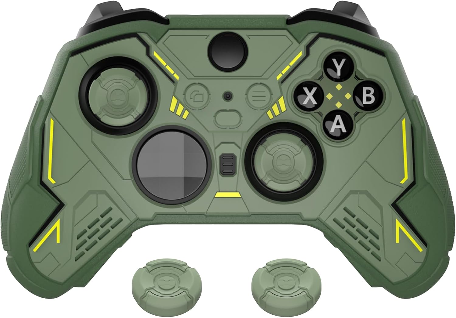 PlayVital Stellar Mecha Silicone Cover Skin for Xbox Elite Series 2 & Elite Series 2 Core, Non-Slip Grip Protector for Xbox Elite 2 with Thumb Grips & Stickers, Army Green & Racing Green