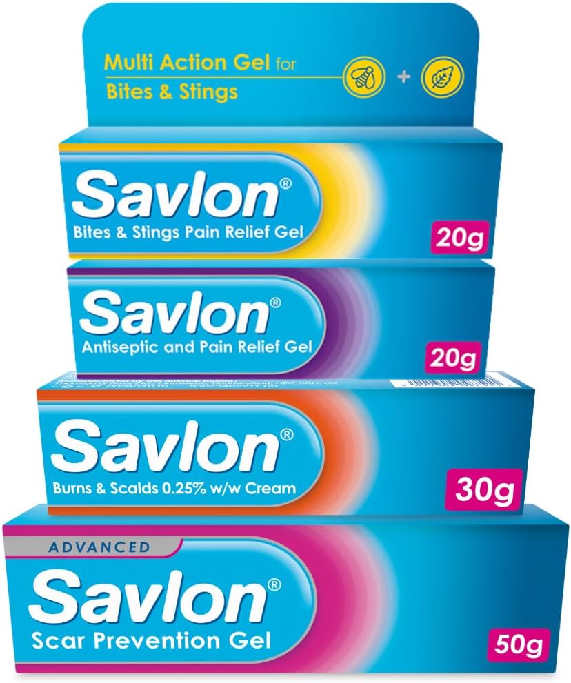 Savlon Antiseptic Cream (1 x 60g) and Scar Prevention Gel (1 x 50g), Fast-Acting Relief, Soothing, Healing, Reduces Swelling and Discomfort, Essential First Aid Bundle (Pack of 2)