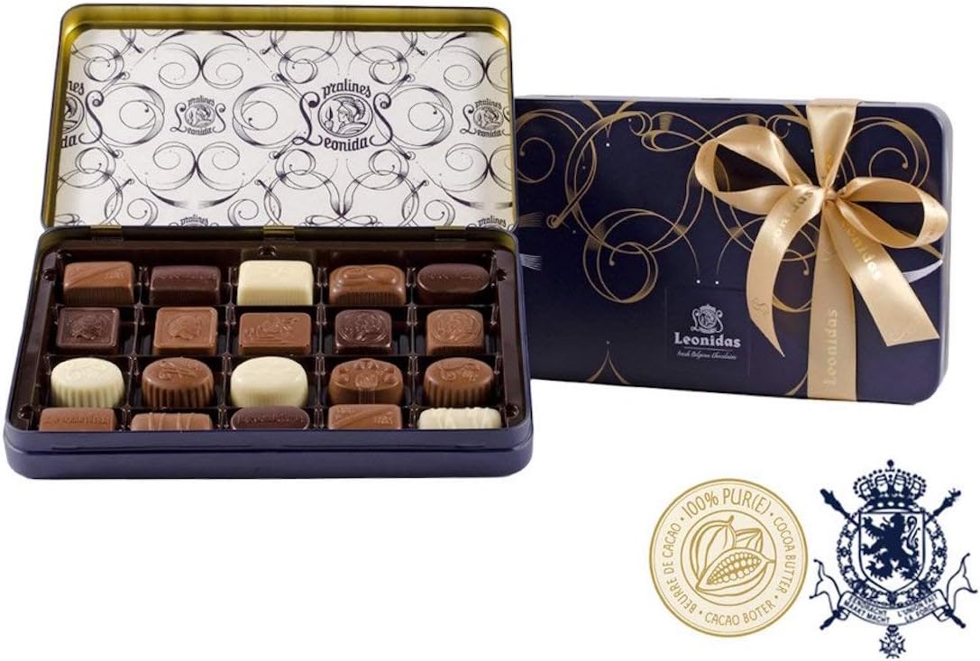 Leonidas Signature Premium Assortment of 15 Fresh Leonidas Belgian Chocolates Tin 225g