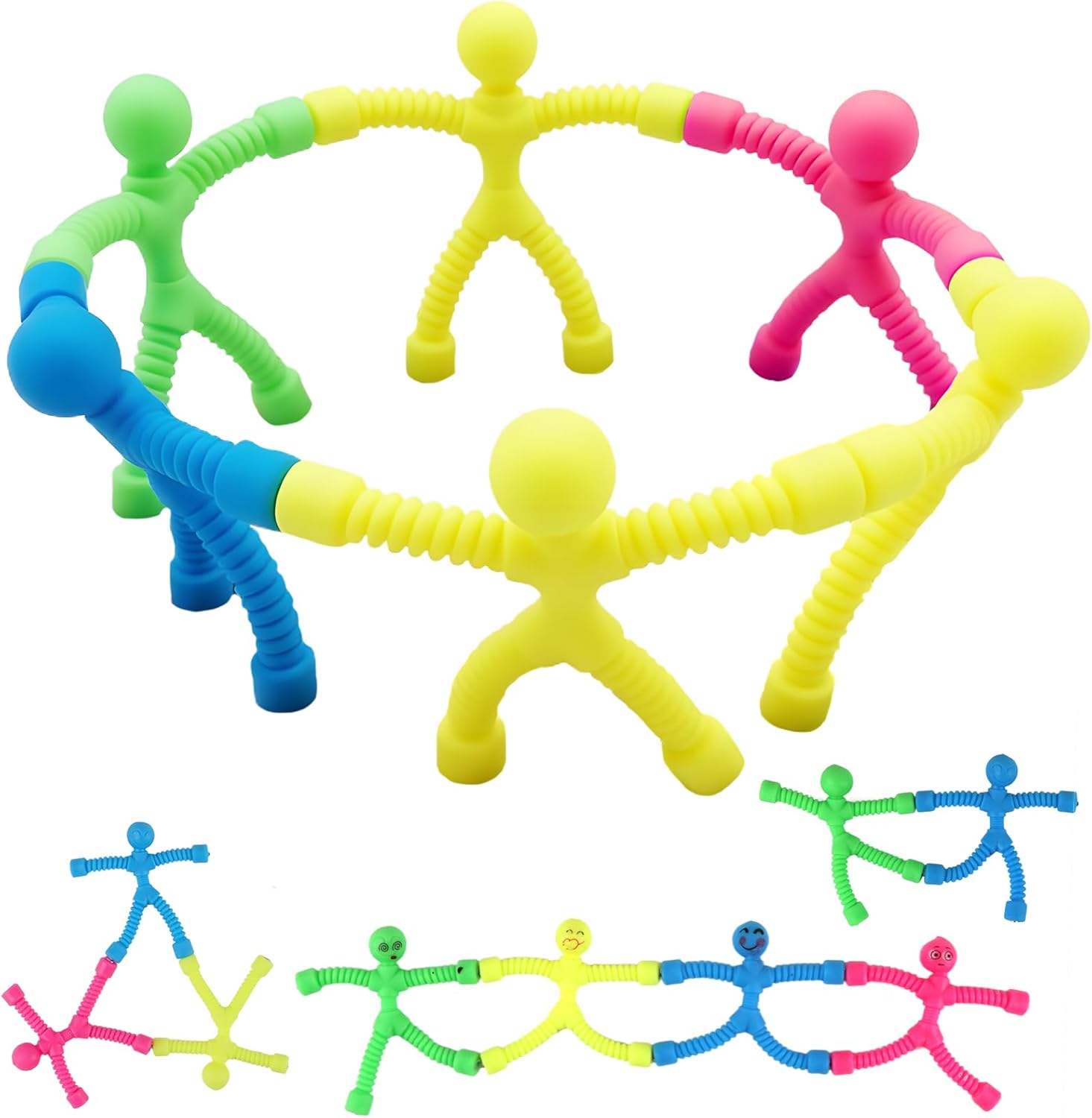 16Pcs Magnetic Men Toys, Colourful Plastic Magnet Toys with Strong Magnetic Hands and Feet, Stick Figure Fridge Magnets, Fidget Travel Toy for Desks, Lockers, Whiteboards