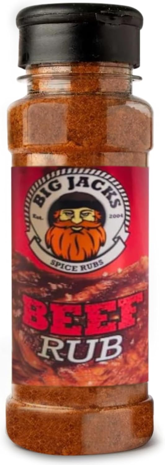 Big Jacks Beef BBQ Rub - Premium BBQ Seasoning for Steaks, Burgers & Brisket - Gourmet Meat Rub with unique blend of Herbs & Spices - Ideal for Grilling and BBQ gifts - 200ml