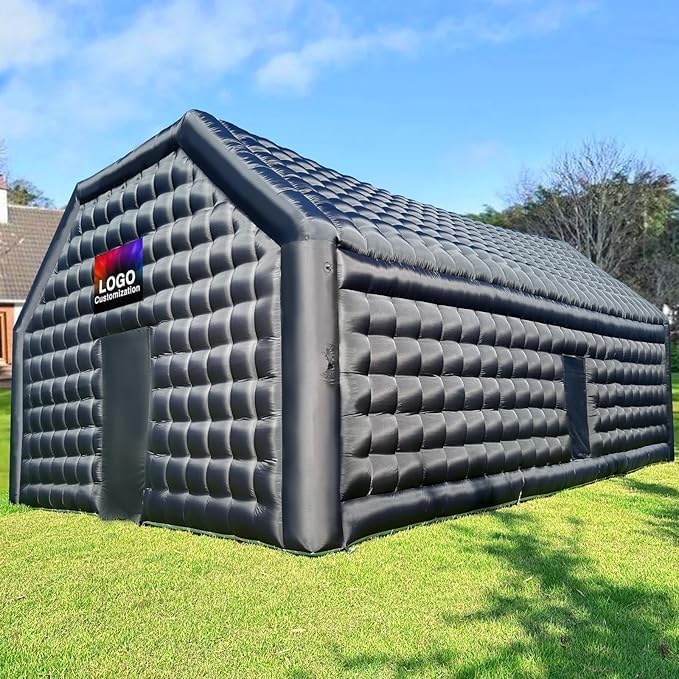 Large Black Inflatable Nightclub 30x20x13Ft Disco Cube Gazebo Event House with Logo Area Portable Inflatable Party Tent for Birthday, School Events, Backyard Party, Rental Business