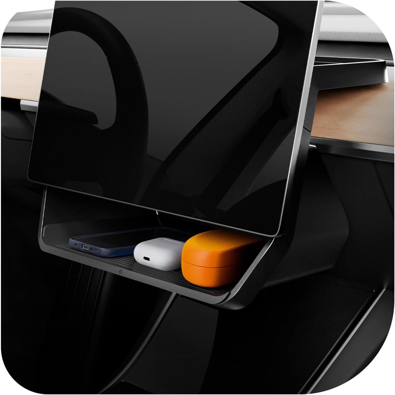 Spigen Under Screen Storage Organizer for Tesla Model Y (2020-2024) & Model 3 (2017-2023) [Not Compatible with Model Y Juniper 2025/26 & Model 3 Highland 2024/25]