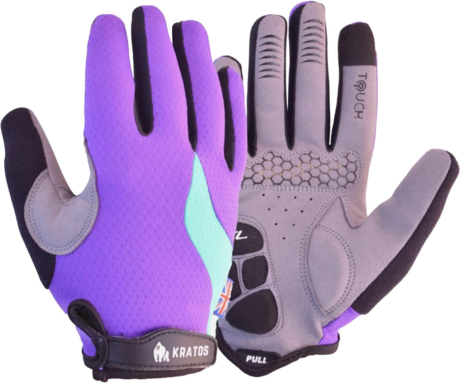 Kratos Anti-Slip Cycling Gloves for Men and Women, Touchscreen Breathable bicycle Gloves|Full Finger Mountain Bike Gloves for BMX ATV MTB Riding, Road Racing, Bicycle, Boating.