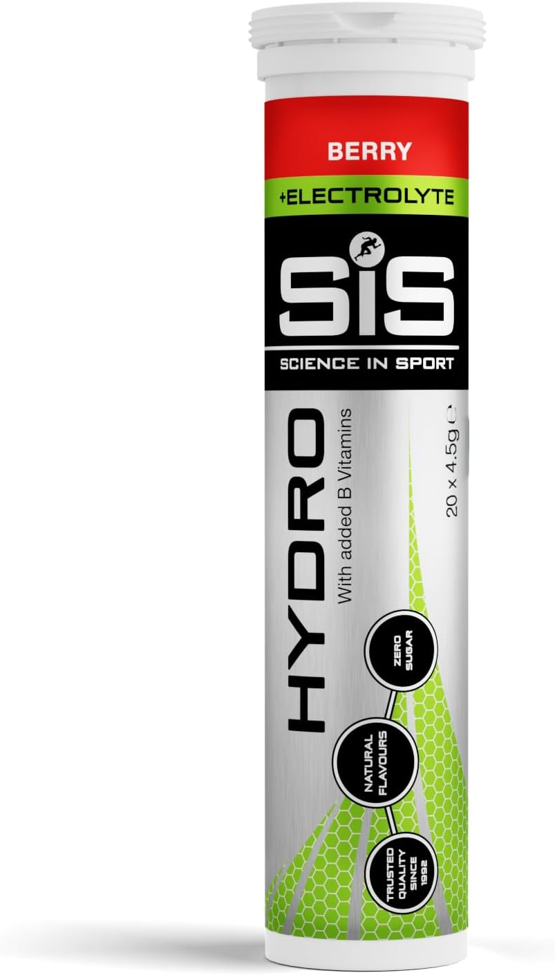 Science In Sport Hydro Hydration Tablets, Gluten-Free, Zero Sugar, Berry Flavour Plus Electrolytes, 20 Effervescent Tablets