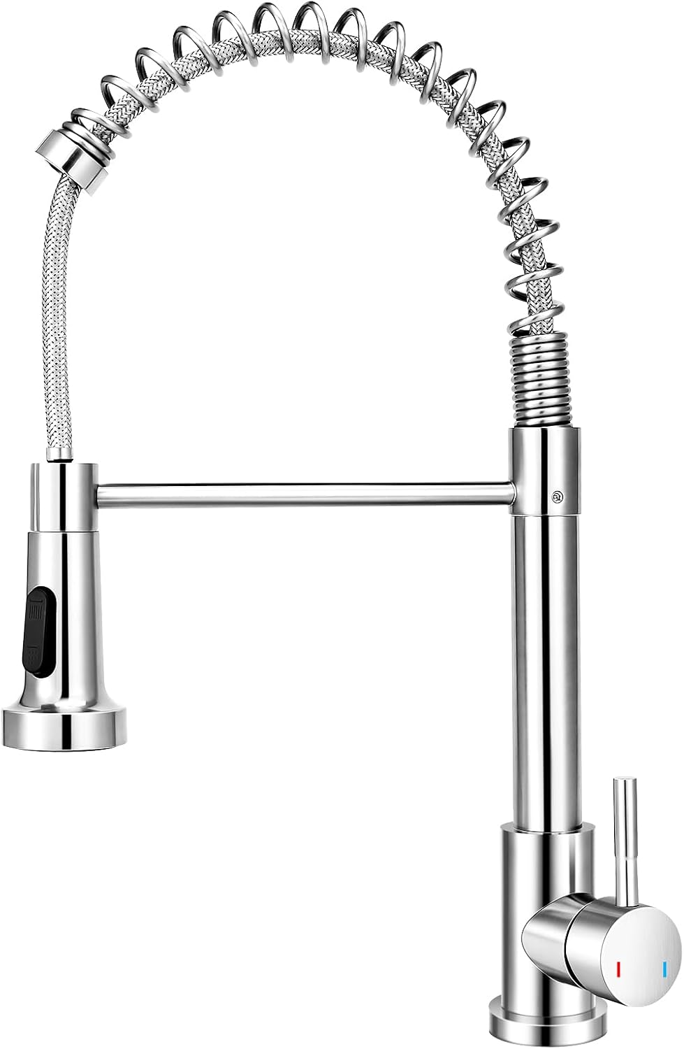 Spring Kitchen Mixer Tap with Pull Out Spray,Heavy Duty Dual Modes Sprayer Basin Faucet,Single Handle Faucet for Hot & Cold Water with Hoses, Easy Install with UK Standard 1/2'' Fittings