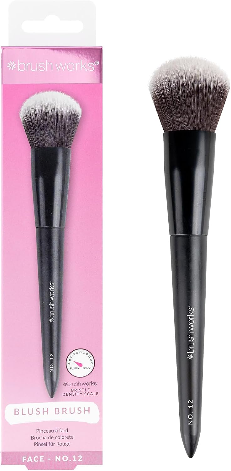 Brushworks No.12 Blush Brush – Ultra-Fluffy Makeup Brush for Powder, Cream & Liquid Blush – Vegan & Cruelty-Free