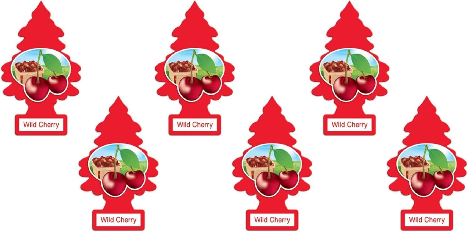 LITTLE TREES Car Air Freshener | Hanging Paper Tree for Home or Car | Wild Cherry | Pack of 6