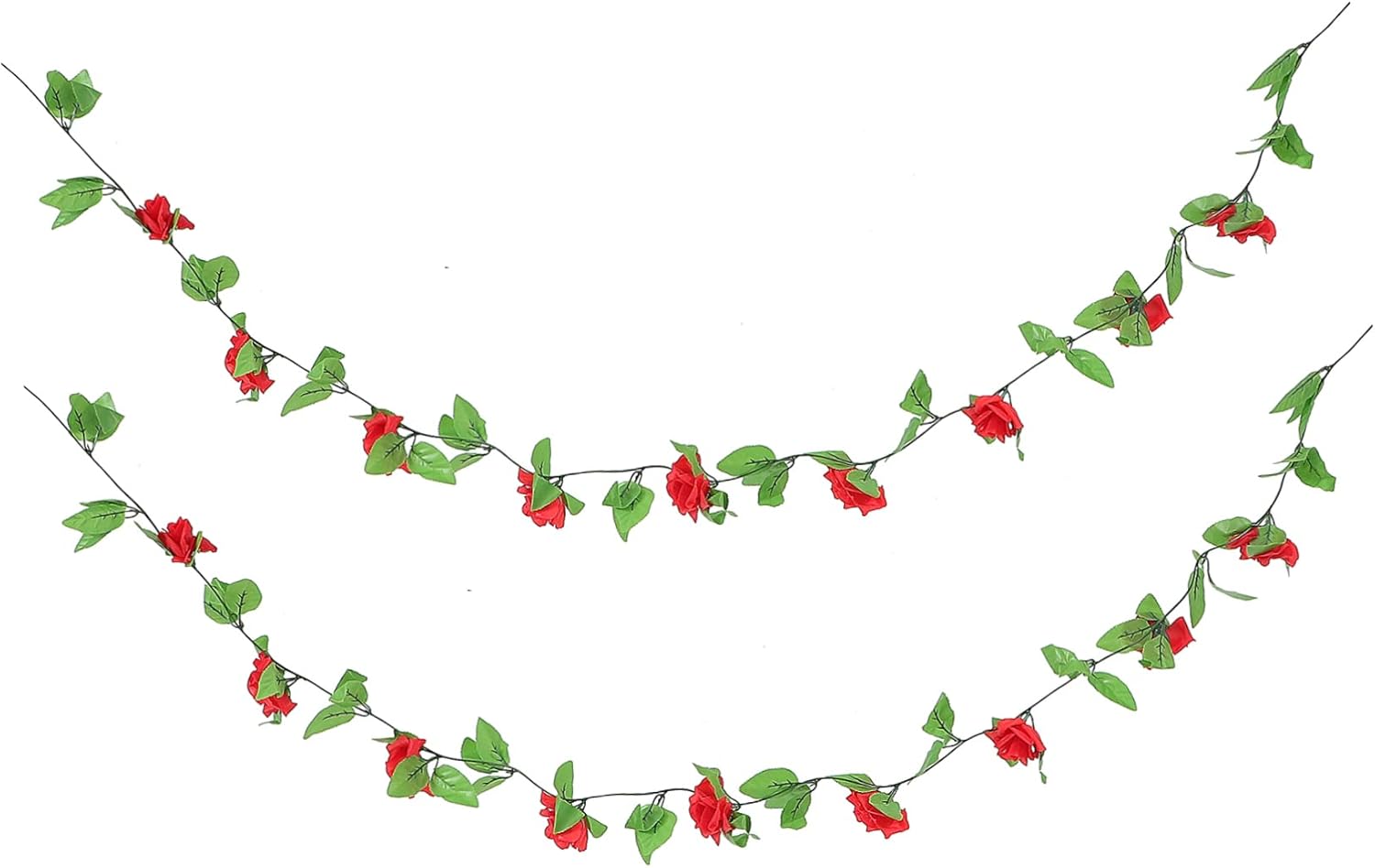 PRETYZOOM 2.4m Long Silk Rose Strips Red Artificial Flower Vine Wedding Home Decor Simulated Flowers