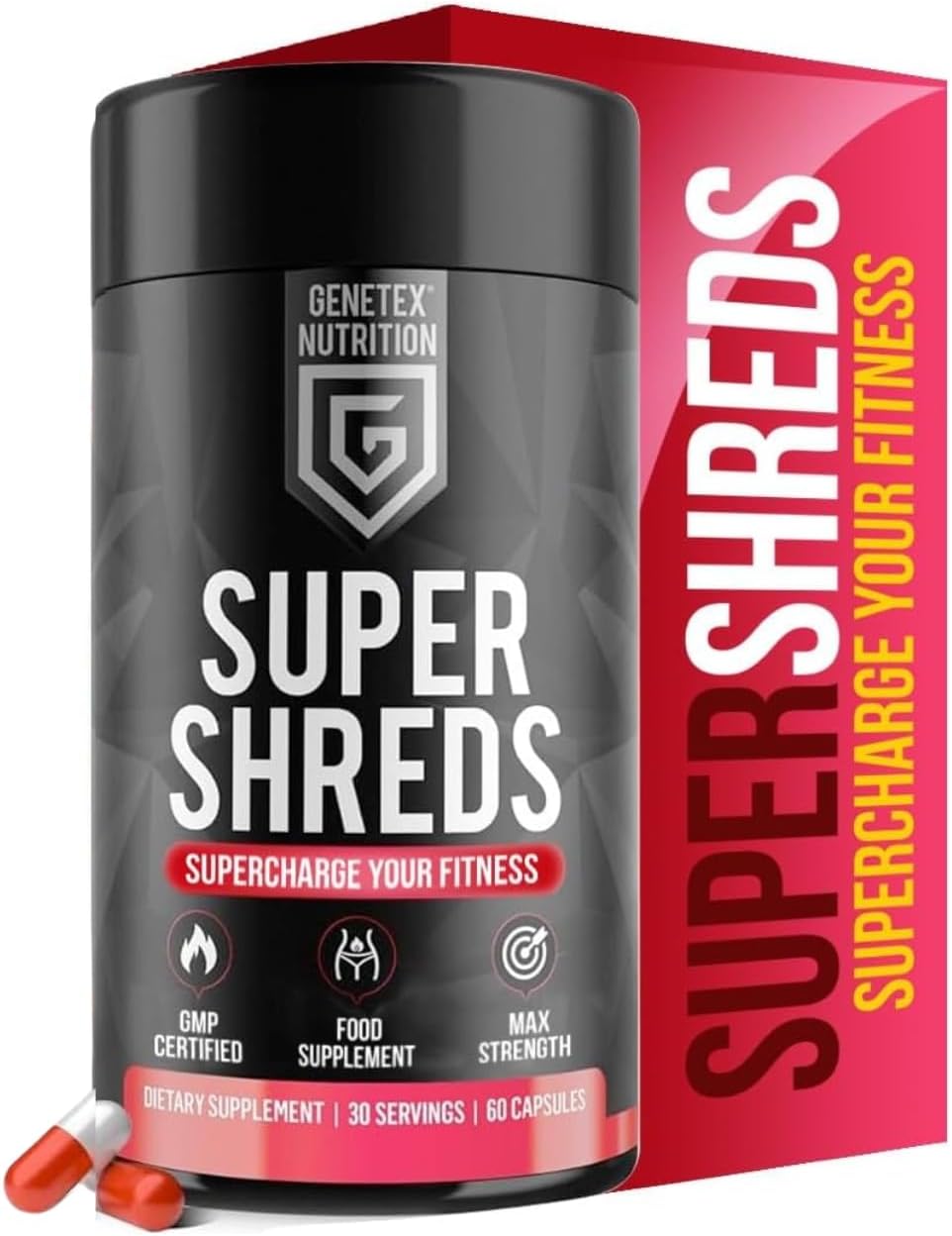 Super Shreds Fat Burner - Natural Weight Balance & Water Support Supplement for Men & Women - Supports Relaxation, Weight Loss, 60 Capsules, Caffeine Powered | Vegan UK Made