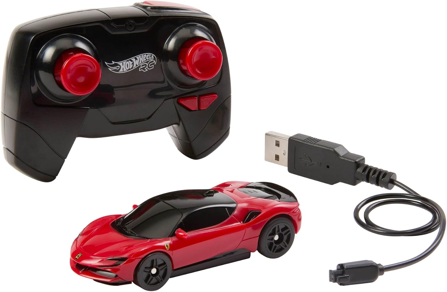 Hot Wheels RC Toy Car, Remote-Control Ferrari SF90 Stradale Assetto Fiorano in 1:64 Scale, Race On- and Off- Track, Booster Button for Speed, JGD09