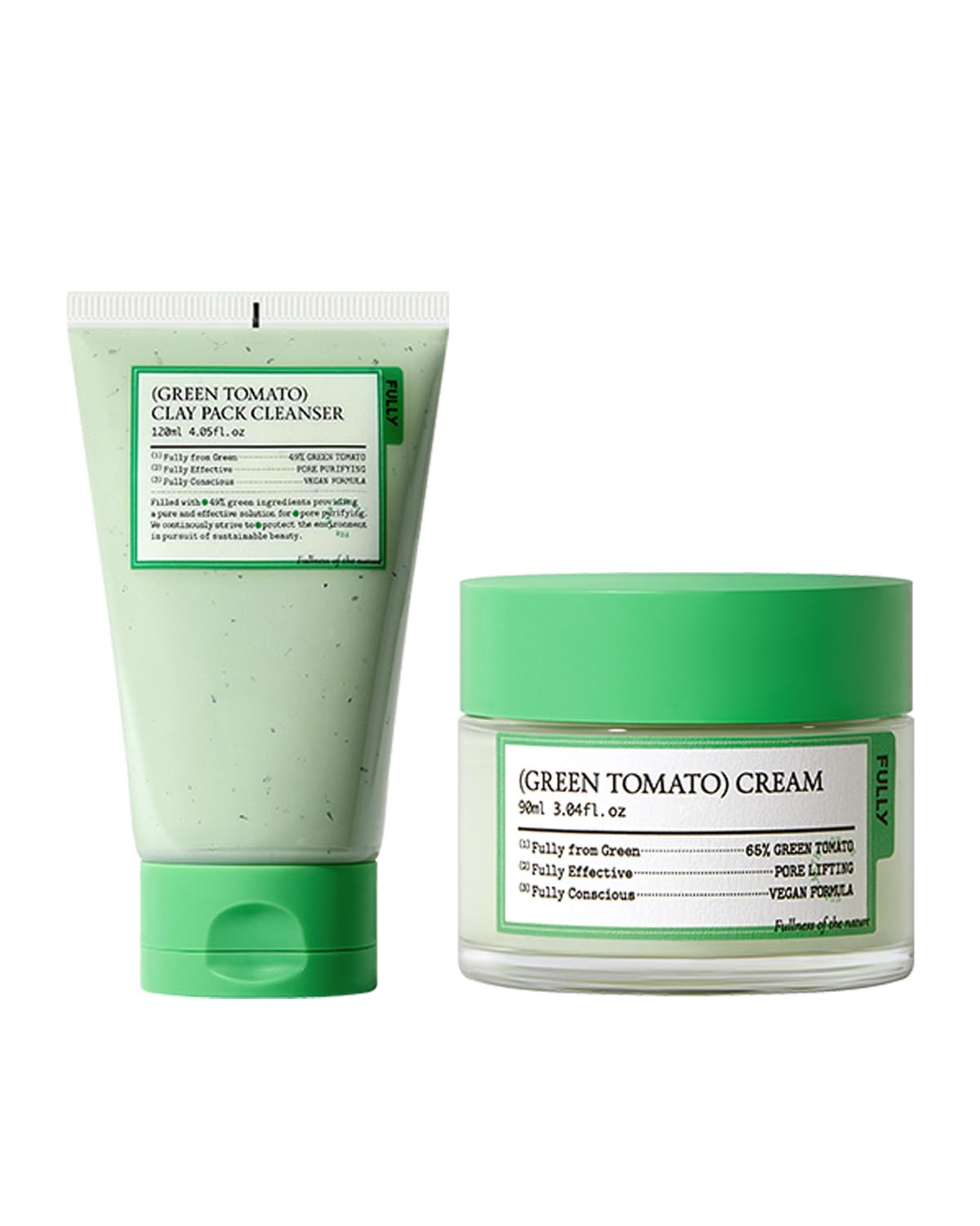 Green Tomato Pore Lifting Duo: Deep Pore Detox, Hydration & Firming, Anti-Aging, Blackhead Care, Vegan Korean Skincare Bundle, Christmas Gift Stocking Stuffers with Clay Mask Cleanser & Facial Cream