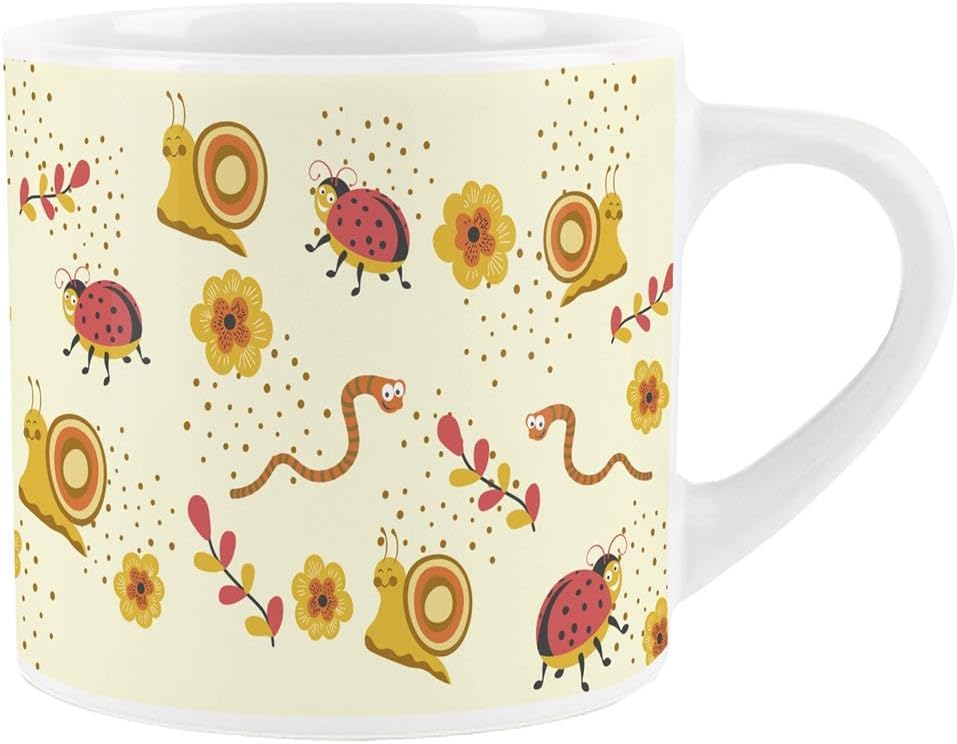 Cartoon Ladybug Mug - Novelty Bugs & Gardening Creatures Themed Gift - Tea/Coffee Childrens Small Ceramic Cup Present