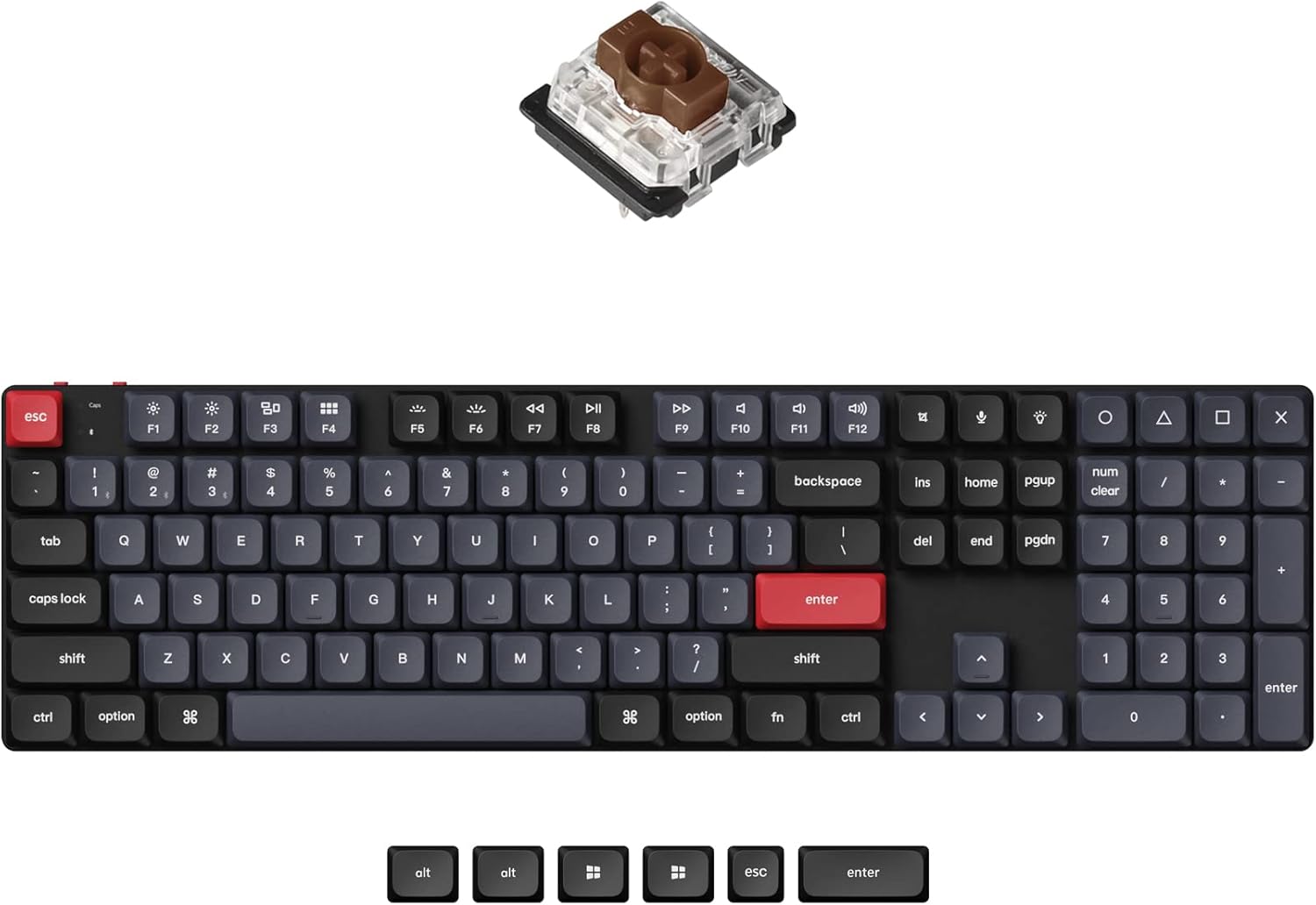 Keychron K5 Pro Hot-swappable Ultra-Slim Custom Mechanical Keyboard, RGB Full Size QMK/VIA Programmable Wireless Bluetooth/USB Wired Keyboard for Mac Windows Linux - Low Profile Gateron Brown Switch