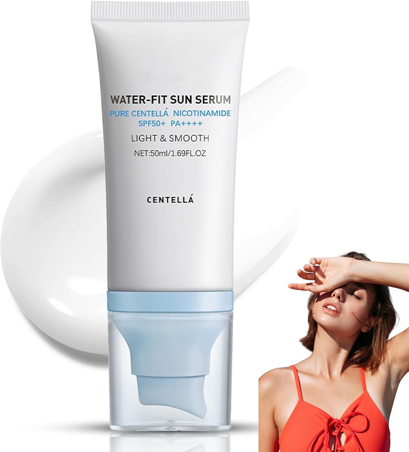 Madagascar Centella Sunscreen, Fit Sun Serum-Cica Wather, Lightweight Spf 50+ Pa++++, Hydrating & Soothing Korean Sunscreen-50ml (Blue*50ml)