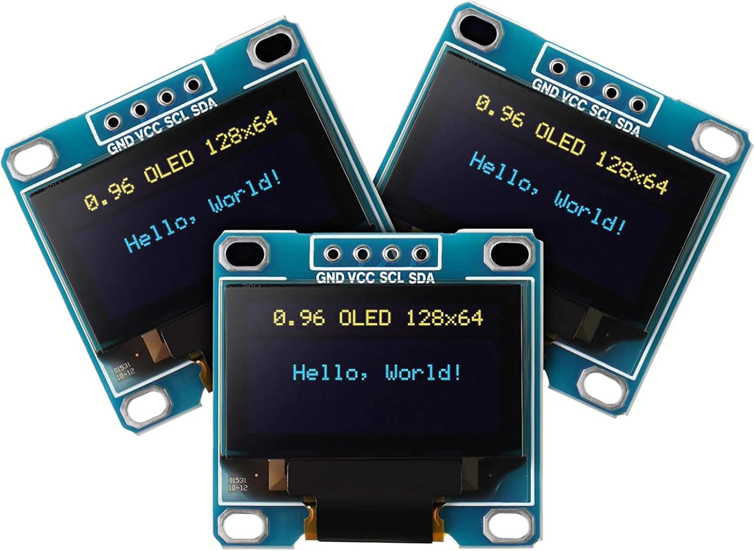 XTVTX 3PCS 0.96 Inch OLED Module 12864 128x64 Driver IIC I2C Serial Self-Luminous Display Board Compatible with Arduino PI (Blue and Yellow)