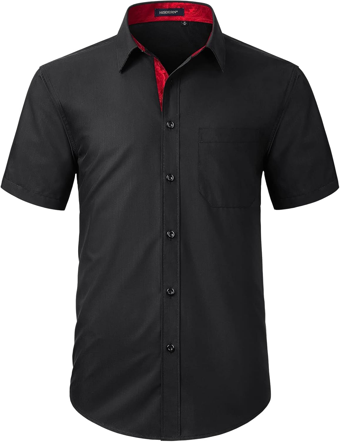 HISDERN Men's Short Sleeve Dress Shirt Regular Fit Formal Casual Business Shirt with Chest Pocket