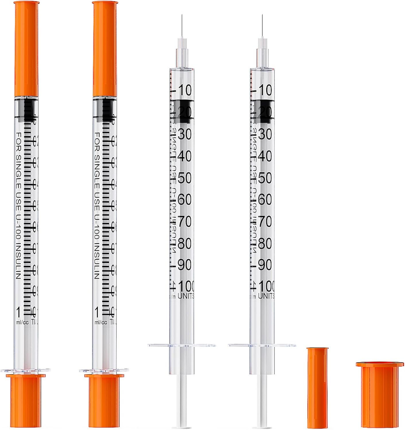Insulin Syringe U-100 | 1cc Syringe with 31G 5/16" (8mm) Needle, Pack of 25