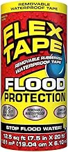 Flex Tape Flood Protection, 7.5 in x 20 ft, Waterproof Rubberized Tape, Removable, Use on Windows, Doors, Garage Doors, Casings, Thresholds, Conduits, Vents, Ducts