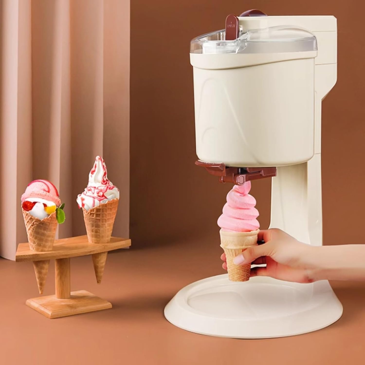 LLYLAFDC Household Ice Cream Machine, Soft Ice Cream, 1 Liter Automatic Mini Fruit Soft Serve Machine Household Small Ice Cream Machine For Home,bar,cafe