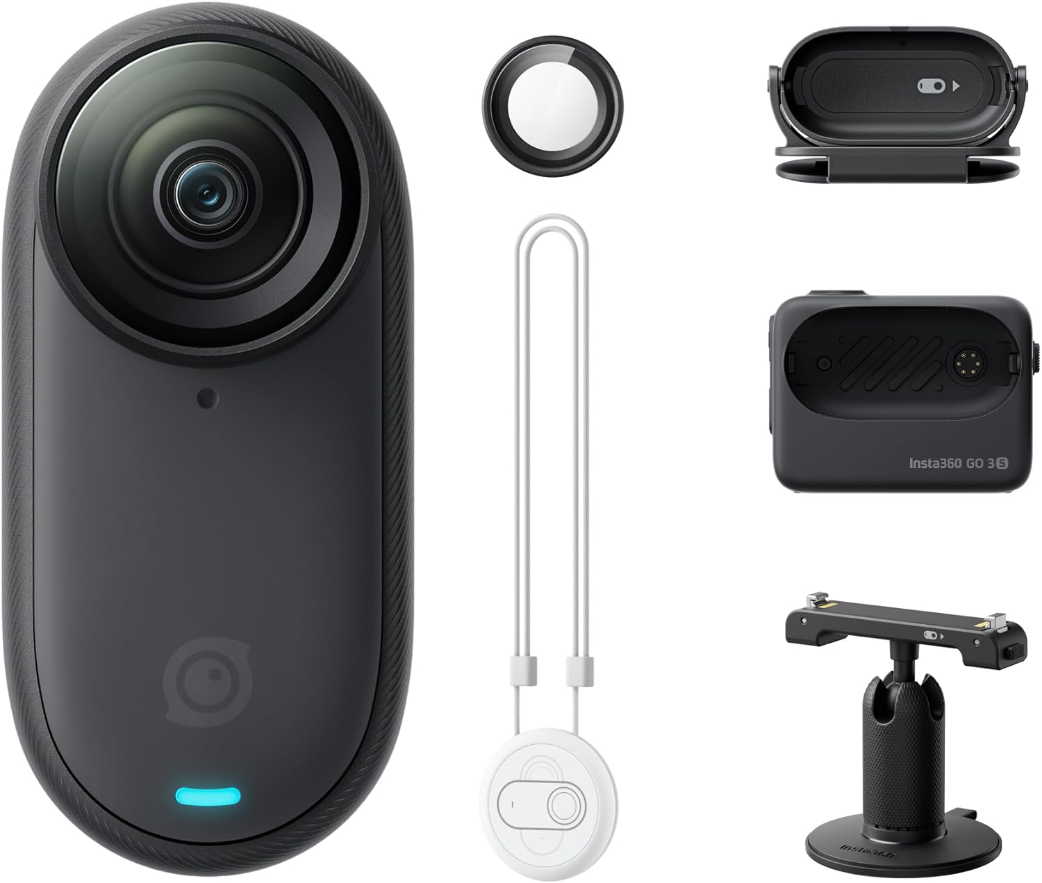 Insta360 GO 3S - 64 GB Black 4K Tiny Portable Vlogging Camera, Hands-Free POVs, Mount Anywhere, Stabilization, 140 Min Battery Life, 10m Waterproof, Apple Find My, Pet POV
