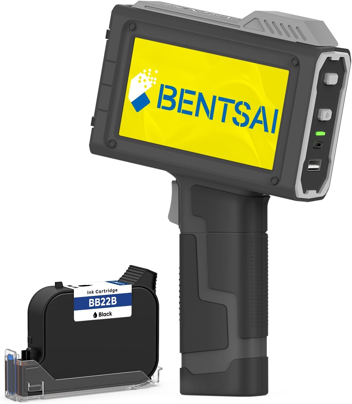 BENTSAI Handheld Inkjet Printer BT-HH6205B Newly Upgraded with 16H Long Endurance 0.5Inch Use for Batch Number Date Code Logo Serial Number Barcode QR Code on Plastic Cardboard Wood Metal Clothes