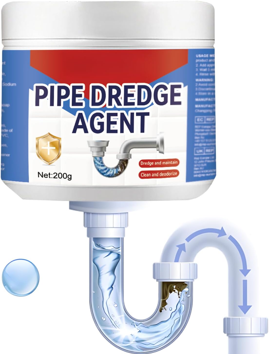 Drain Unblocker, 200g Strong Sink Unblocker, Drain Opener, Dissolves Clogs, Fast Acting for Pipes in Bathrooms Toilets and Bathtubs