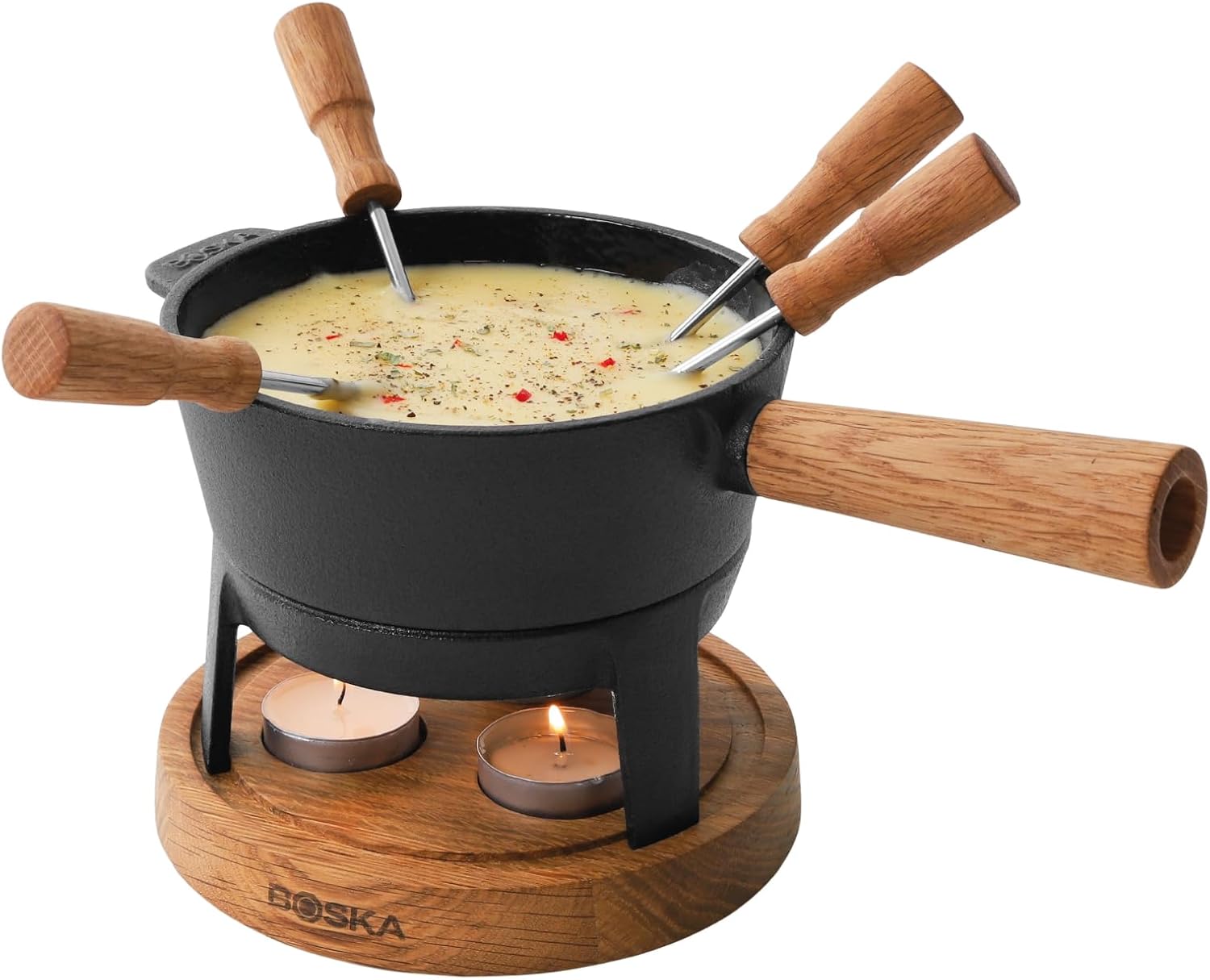 Boska Fondue Set Pro S - Fondue Sets for 2 to 4 Persons - Cheese Fondue - Fondue Tealight - 700 ml Volume - Inc. Fondue Forks