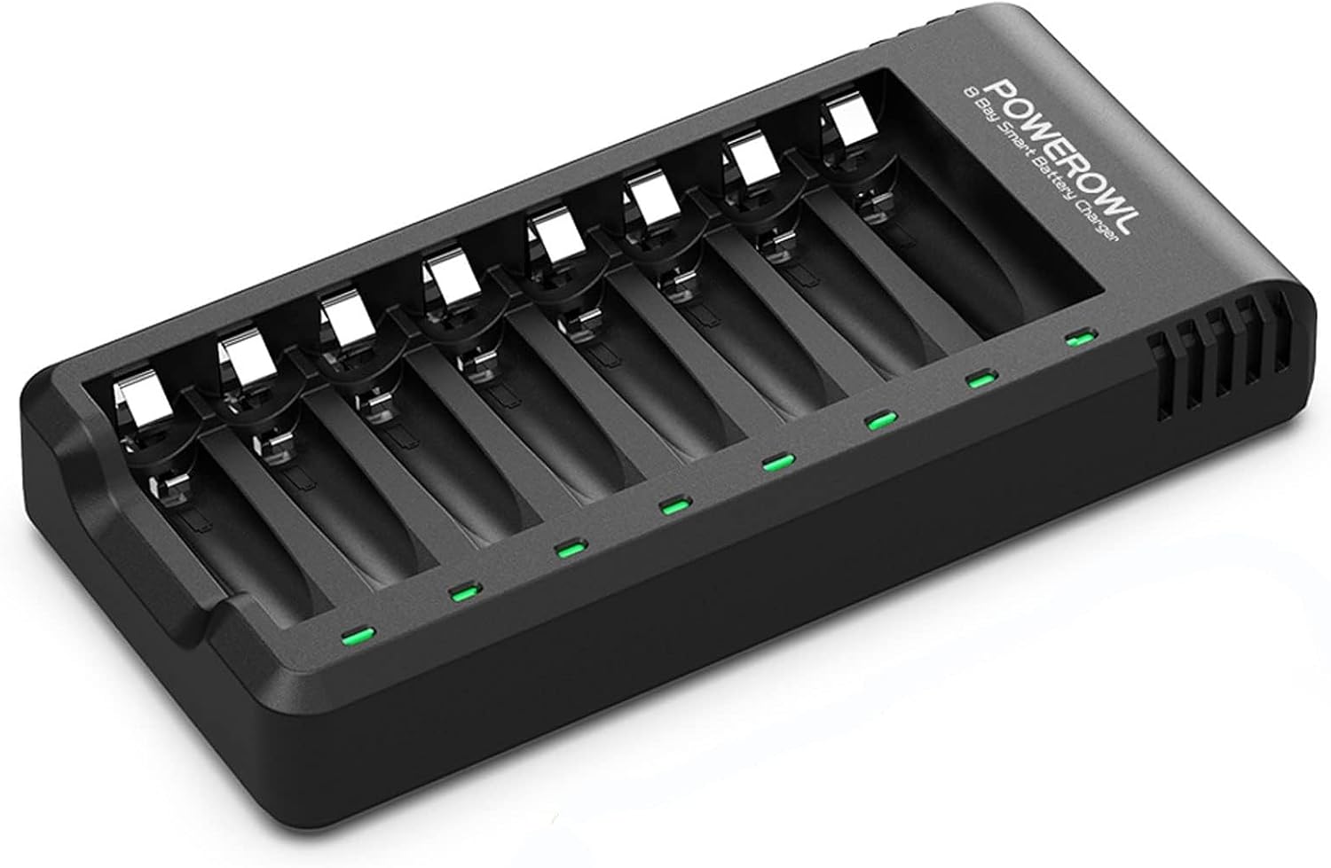 POWEROWL 8 Bay AA AAA Battery Charger (USB High-Speed Charging, Independent Slot) for Ni-MH Rechargeable Batteries (No Adapter)