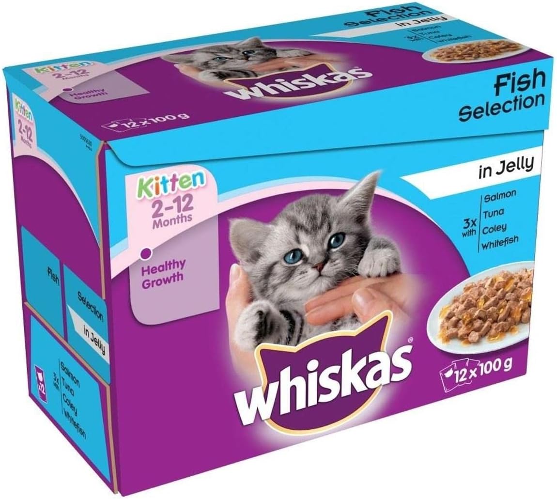 Whiskas Kitten Cat Food Fish Selection in Jelly, 12 x 100g