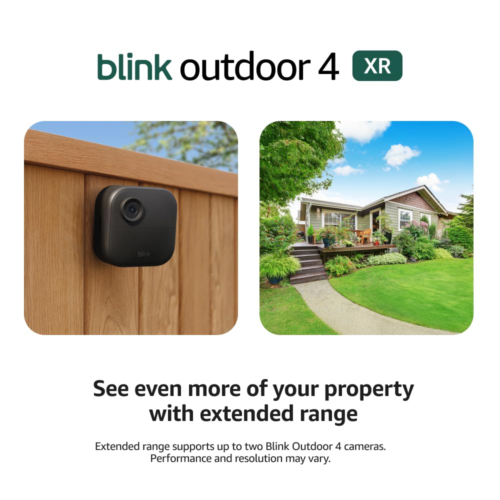 Blink Outdoor 4 XR (newest model) – two-year battery wireless camera with 4x security coverage, 1000 ft open-air range or 400 ft with typical use — 4 camera system