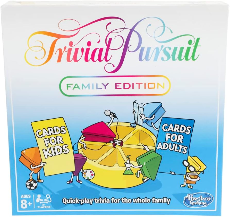 Hasbro Gaming Trivial Pursuit, Family Edition, Trivia Board Game for 2 Players or More, Party Games for 8+ Year Old Boys and Girls