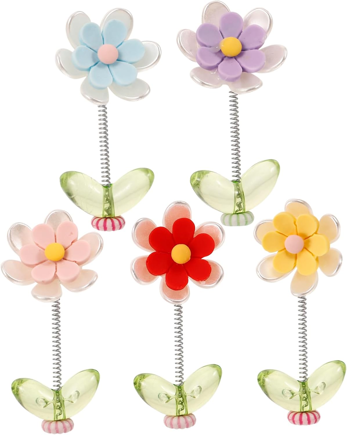 Healifty 5pcs Car Dashboard Decorations Daisy Plastic Craft Flower Ornaments for Car Interior Adorable Miniature Flower Statue for Home and Office Decor