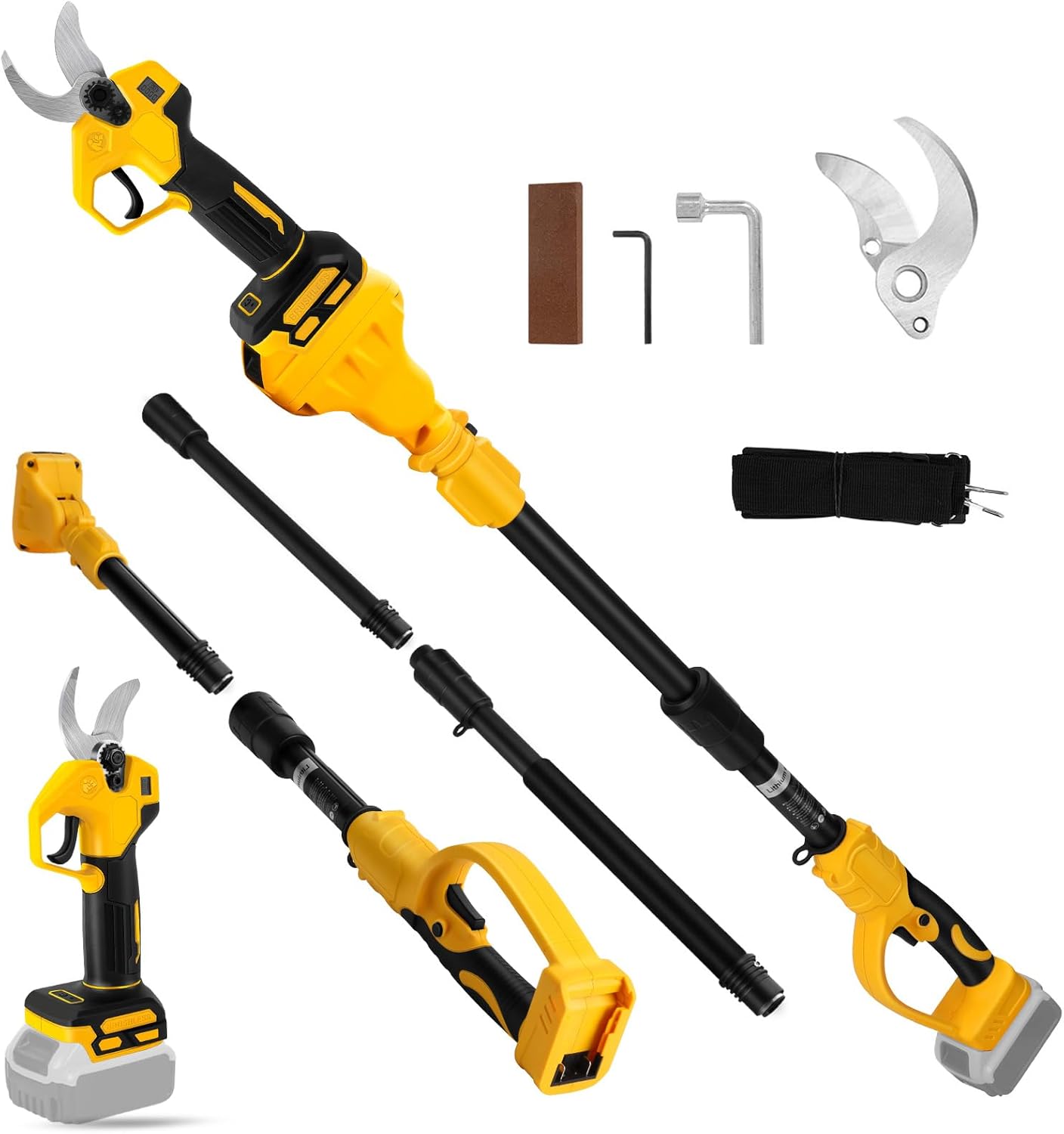 Electric Pruning Shears Compatible with DeWalt 20V Max Battery, 2-in-1 Cordless Garden Shears with 6.56FT Telescopic Pole, 30mm Cutting Diameter Cordless Pole Pruner Garden Tool(Battery Not Included)