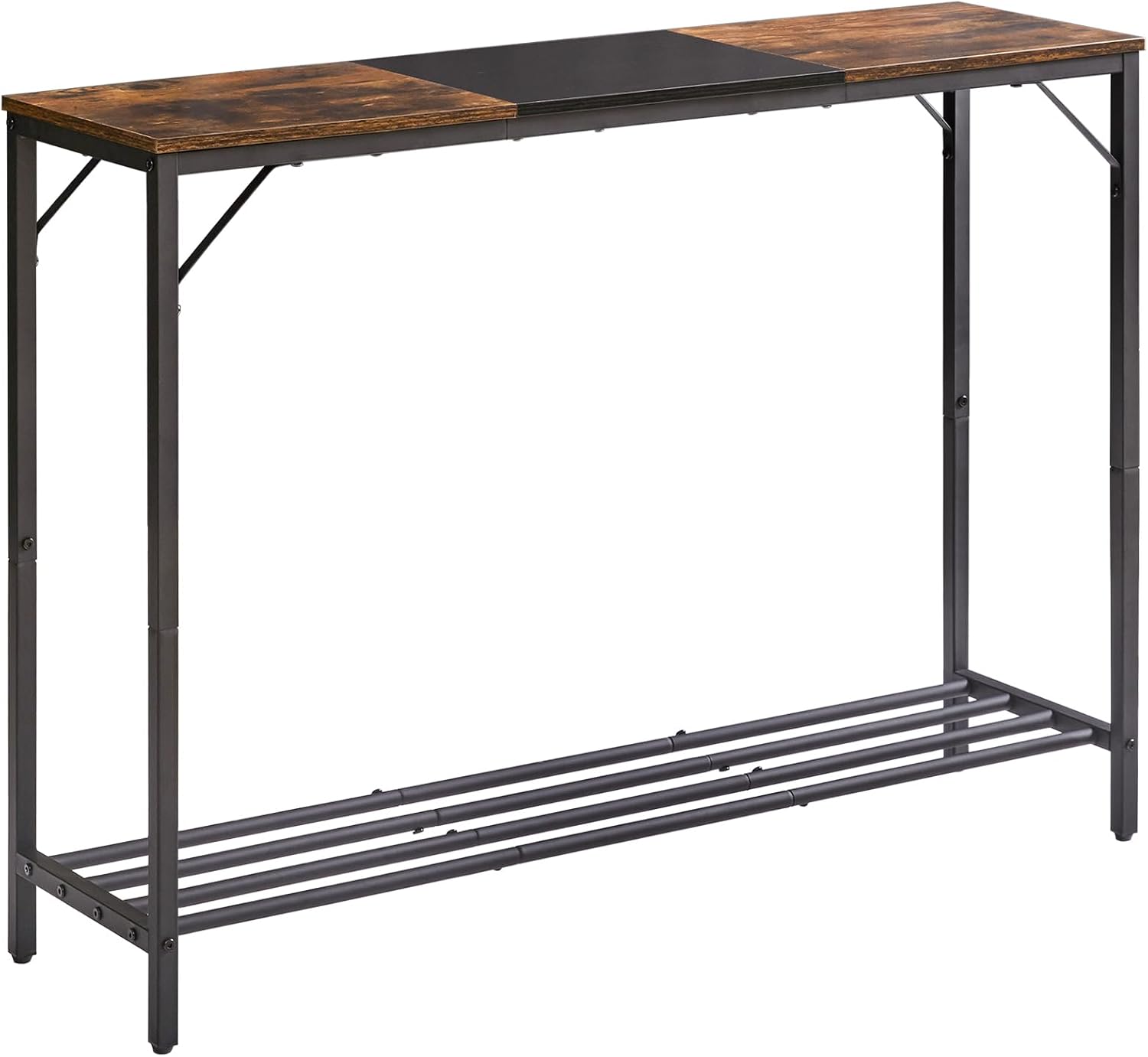 YMYNY Console Table Narrow Sofa Table Rustic Brown and Black HST006HB