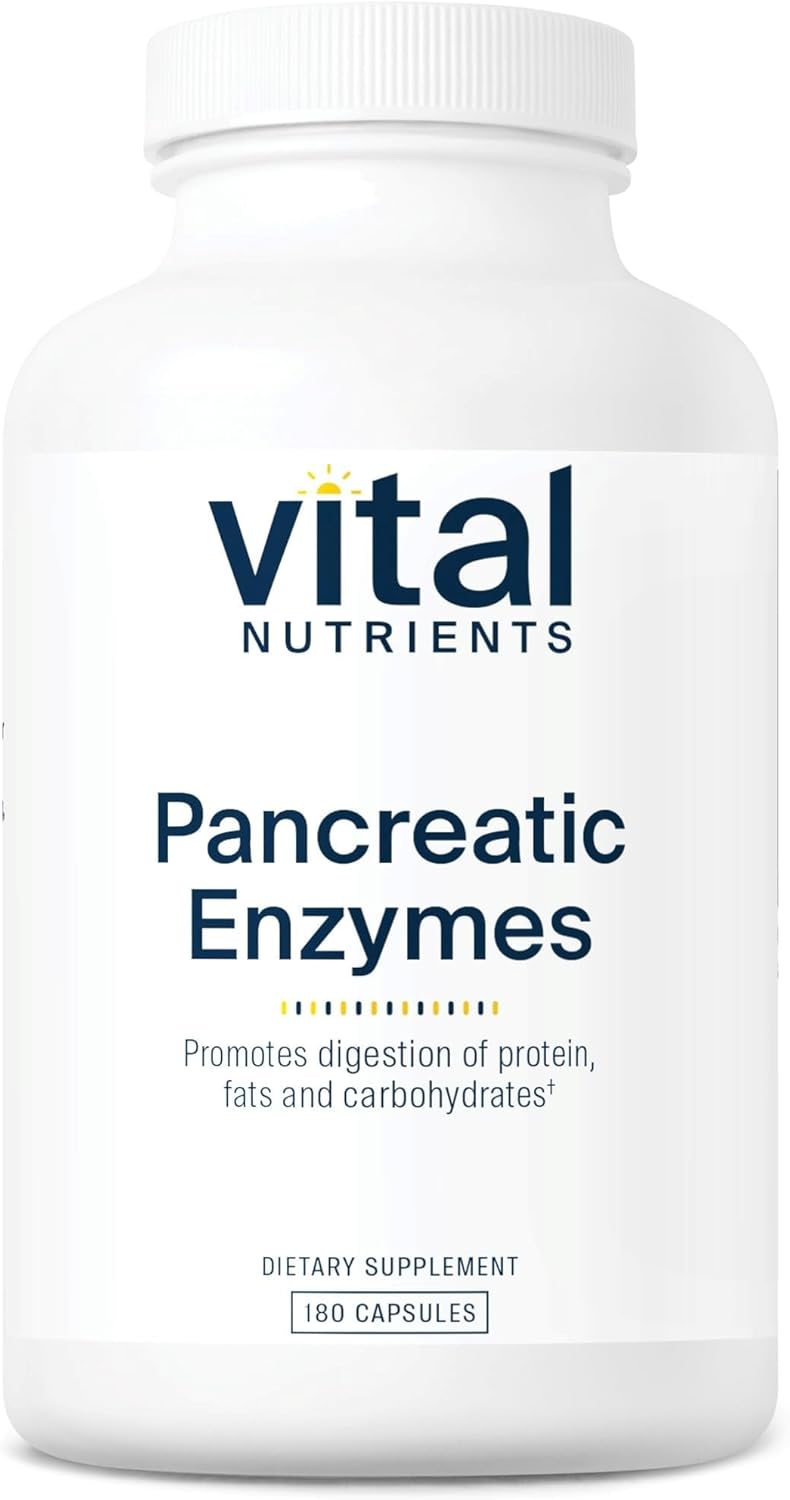 Vital Nutrients Pancreatic Enzymes 1000mg (Full Strength) | Pancreatin Digestion Supplement with Protease, Amylase & Lipase | Digestive Enzymes | Gluten, Dairy, and Soy Free | 180 Capsules