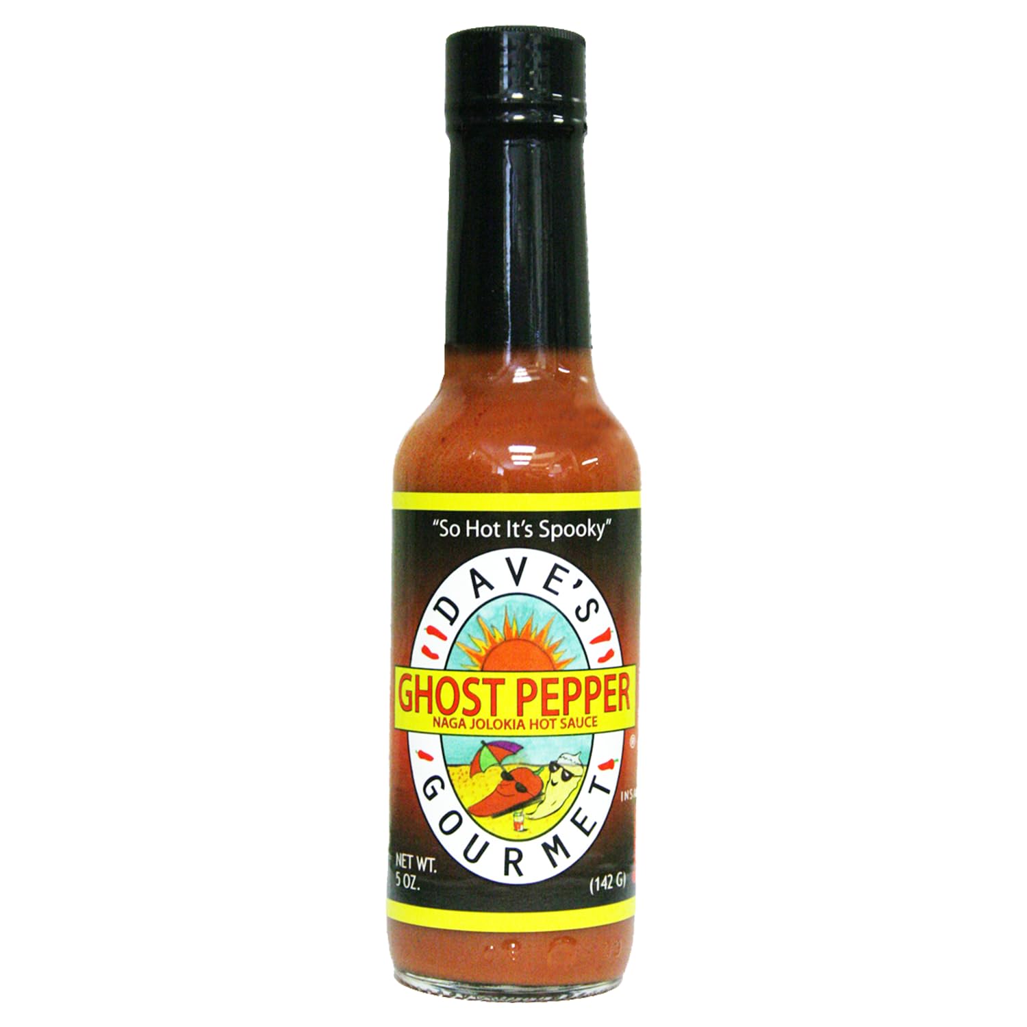 Dave's Gourmet Ghost Pepper Naga Jolokia Hot Sauce - Insanely Hot Plus Heat Level - Ghost Pepper Hot Sauce - Use on Wings, Stews, Potato Salad and More- Spicy Sauce for Chiliheads - 5oz (Pack of 1)