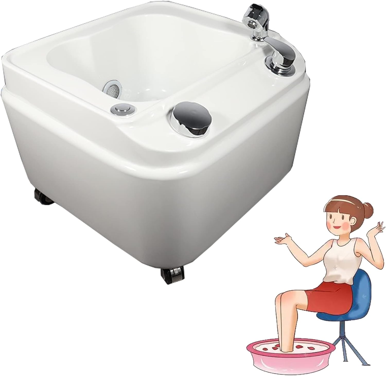 Pedicure Foot Spa,Foot Massager Spa,Acrylic feet Soaking tub,Foot Bath with 7 Colorful Lights,Foot soak tub,Foot spa with Massage and Jets,Portable Foot Bath with 360° Mobile casters