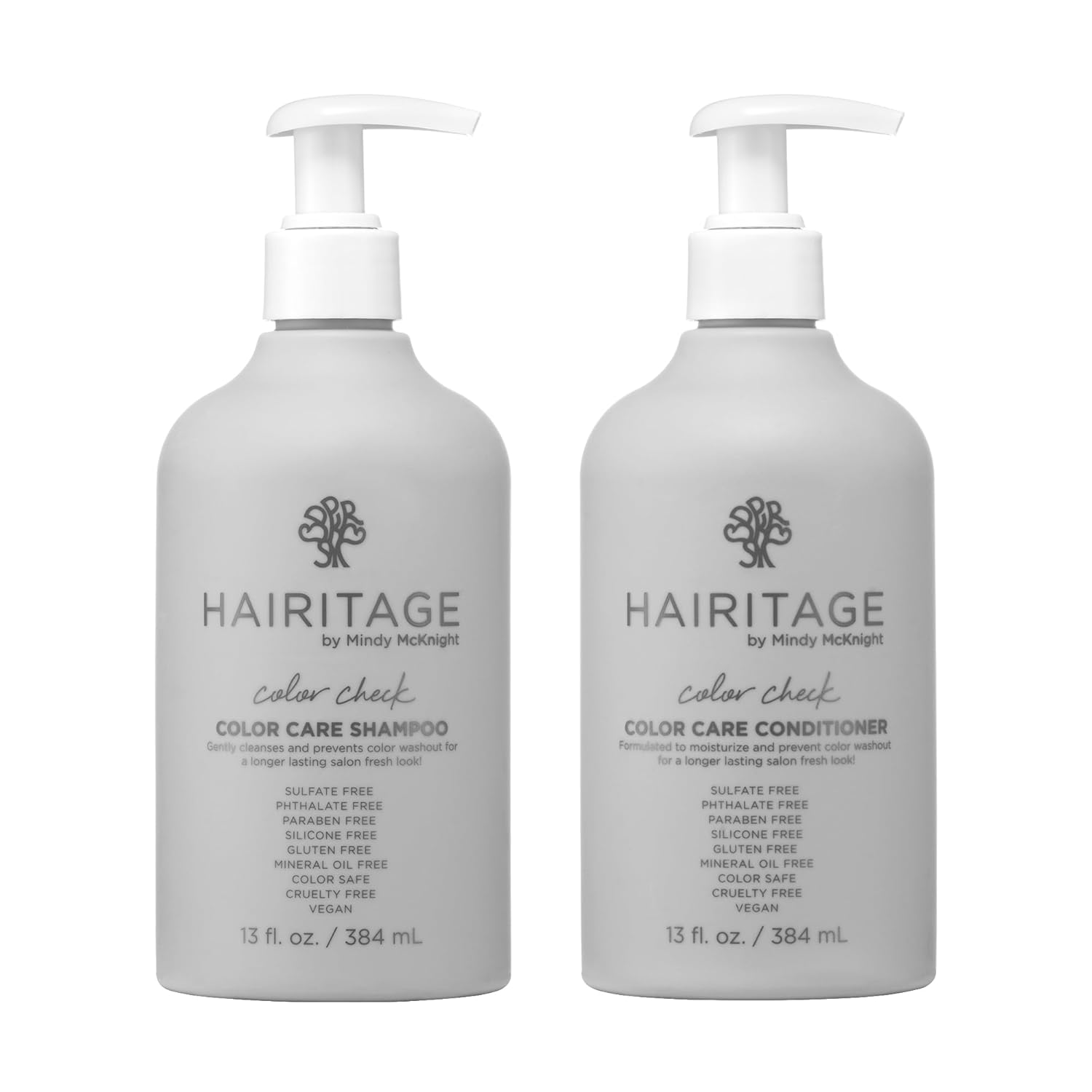 Hairitage Color Check Moisturizing Shampoo and Conditioner Set, UV Protection for Color Treated Hair, Prevent Color Washout, Fading, 13oz each (26oz total)