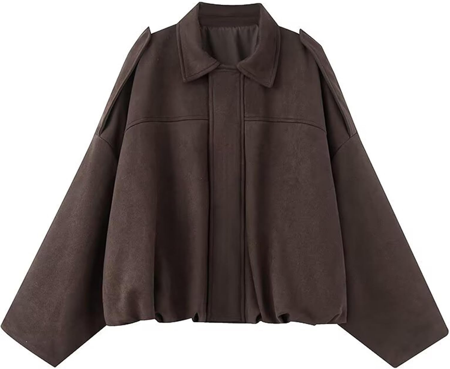 Suede Jackets for Women Y2K Faux Suede Jacket Full Zip Batwing Sleeve Lapel Cropped Outerwear Ladies Fashion Casual Going Out Coats