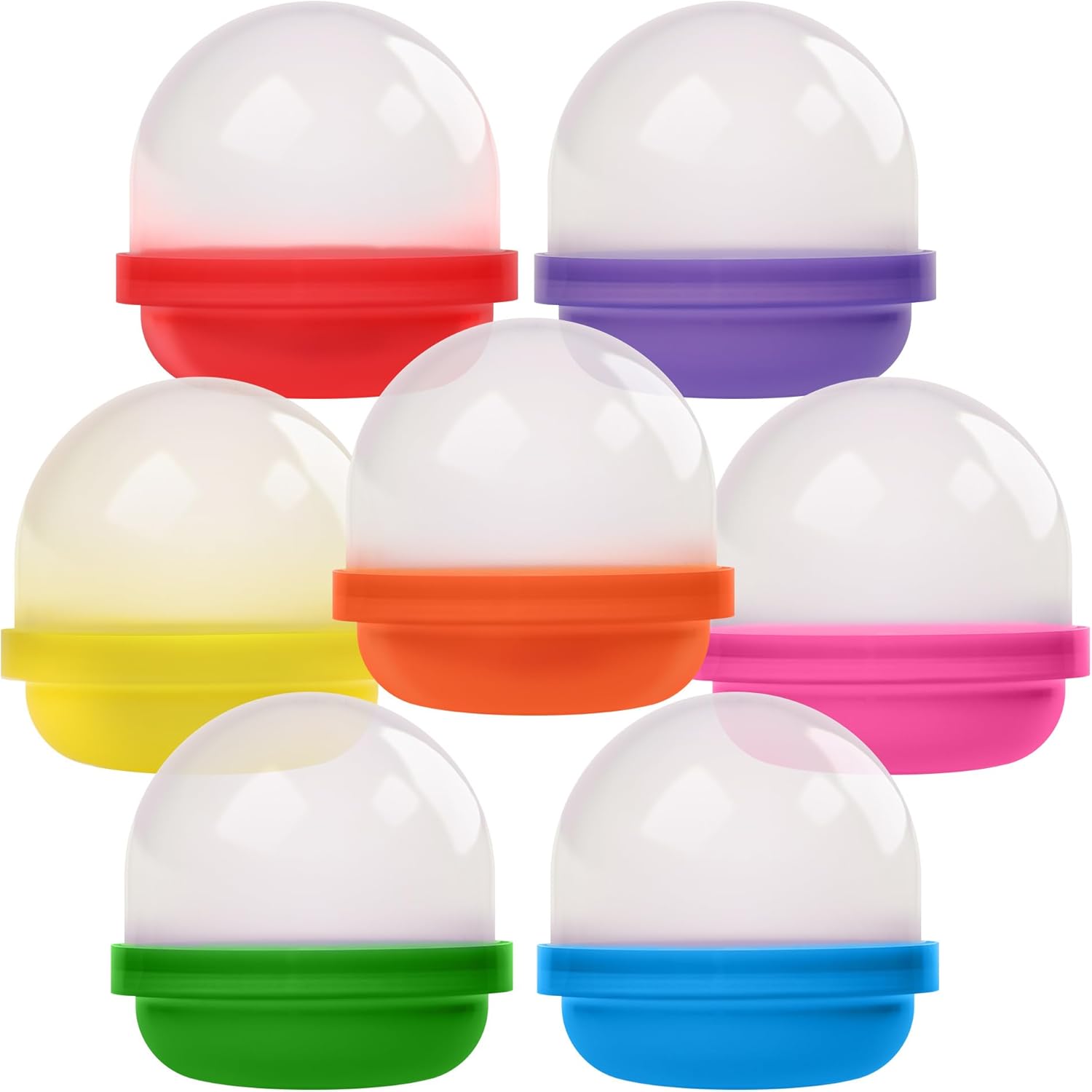 Entervending Vending Machine Capsules - 2 Inch Frosty-Clear Acorn Capsules - 50 Pcs Empty Toy Capsules - 7 Colors Plastic Capsules for Toys - 51 mm Prize Machine Capsules - Claw Machine Containers