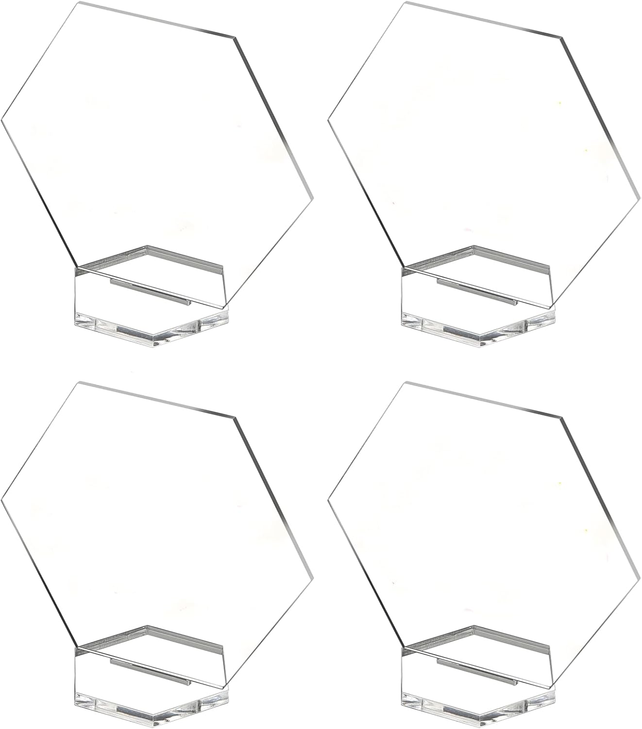 6" Large Acrylic Table Numbers Clear Hexagon Acrylic Signs 10 Set With Stand Table Numbers Blank for Wedding Shower DIY Wedding Reception Decor Signs