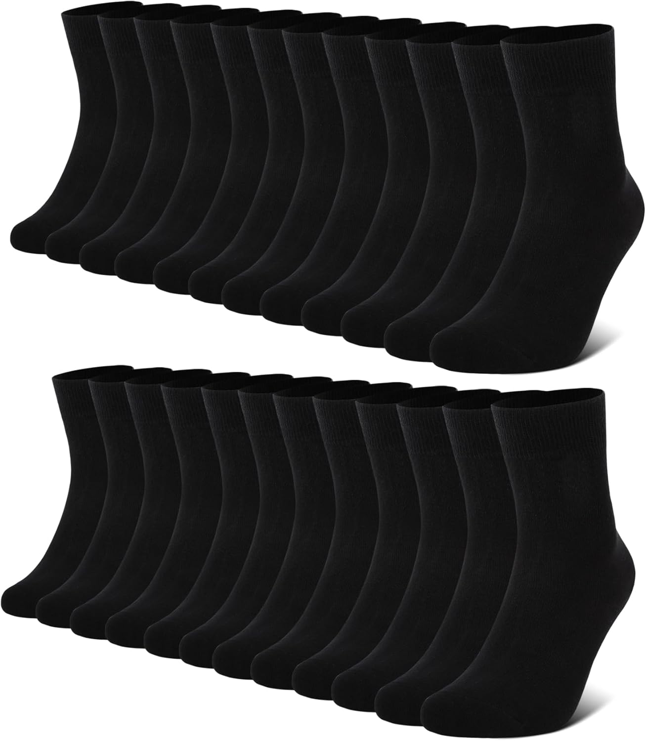 FALARY 12 Pairs Black Mens Socks, Plain Socks for Men - Cotton Socks Men Women Comfortable Suitable for Work & Casual Wear - Breathable, Stain Resistant, Durable Men's Smart Dress Socks