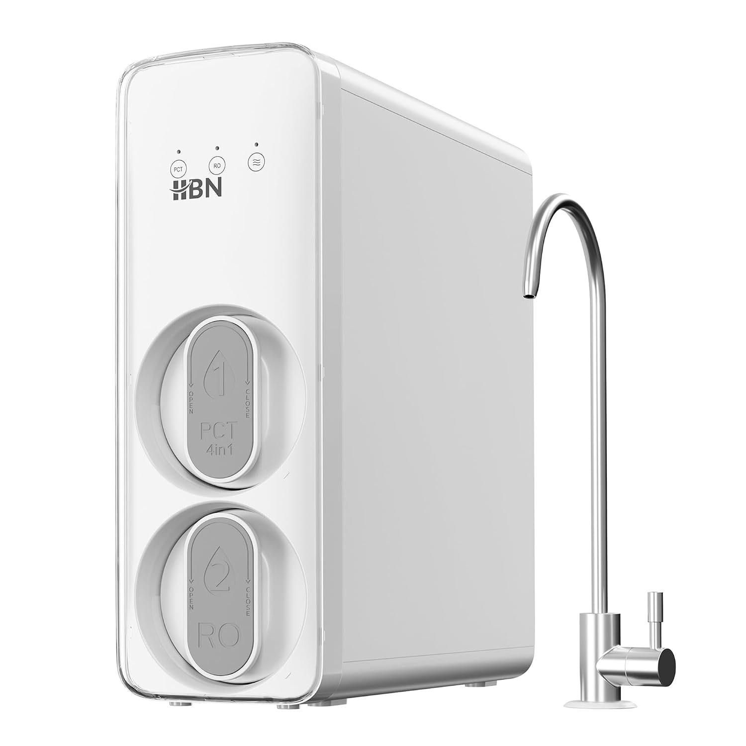 HBN Reverse Osmosis System, 600 GPD RO Water Filter System, 8 Stage Under Sink RO Water Filtration System with Faucet, 2:1 Pure to Drain, Reduces TDS, FCC Listed, White