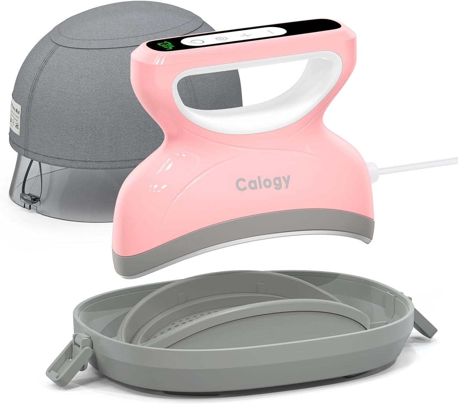 Calogy Hat Press Heat Machine for Caps, Mini Portable Hat Heat Press with Timer, Max 410℉,Precision Temp Control ±5℉, Fast & Evenly Heating Curved Plate 2.76 * 6.3in for 6 1/2-8 hat，21-26 Girth（Pink）