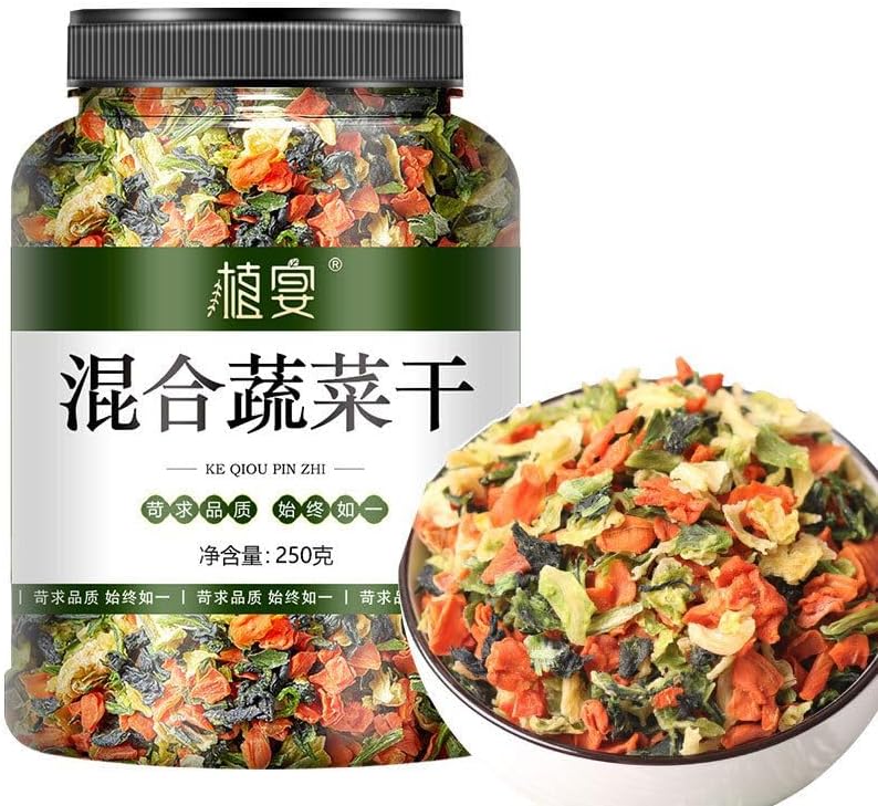 Dehydrated vegetables 250g, dried greens and scallions, freeze-dried vegetables, Ready to eat vegetables，soup ingredients,side dishes,mixed vegetables，Vegan，Vegetable soup (1 can)