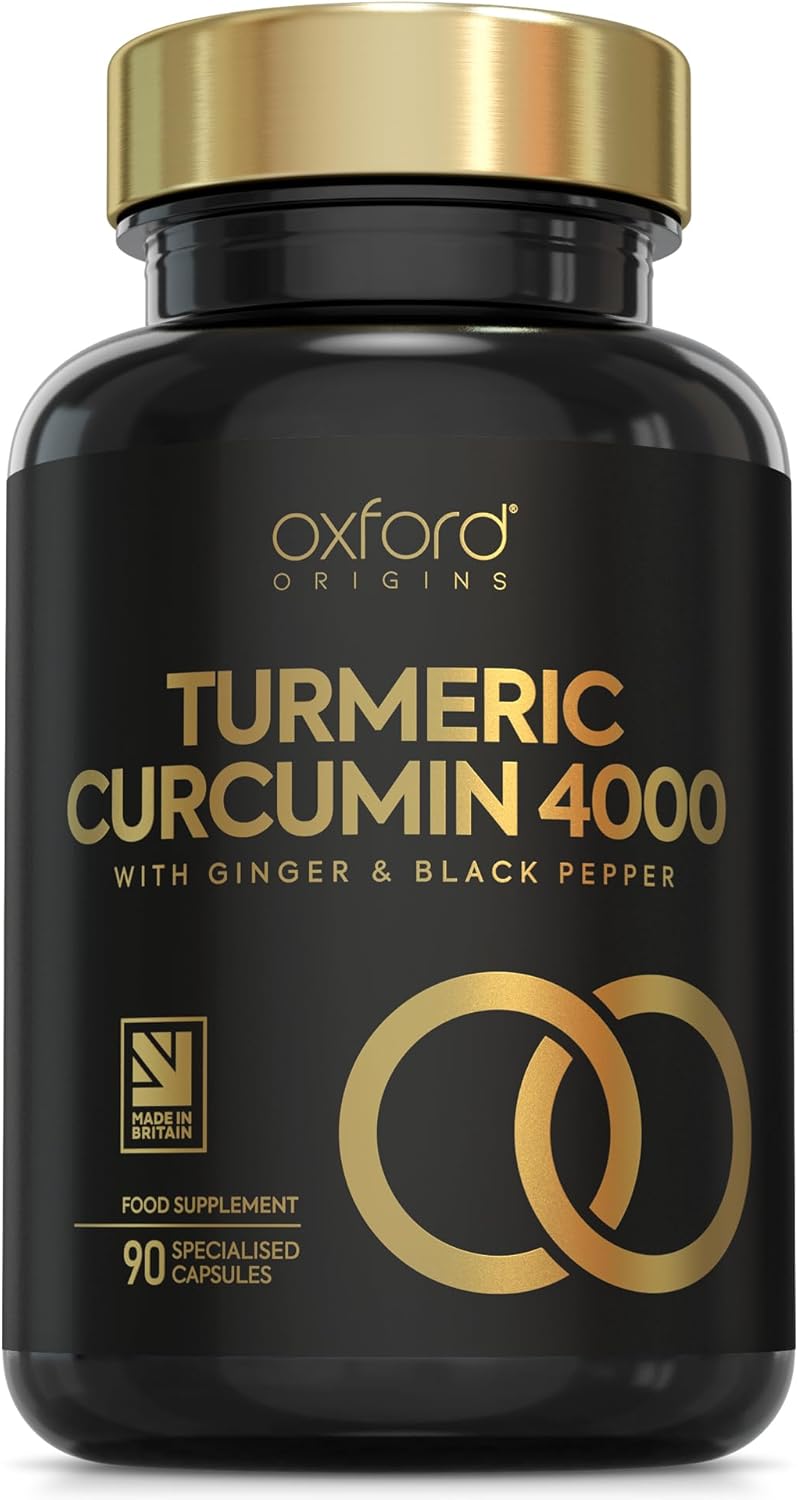 Advanced Turmeric and Black Pepper Capsules 4000mg, ONE per Day with Ginger Root | 90 Turmeric Tablets for Joint Care & Mobilty | Potent Tumeric Supplement Joints | 3 Month Supply | Made in The UK