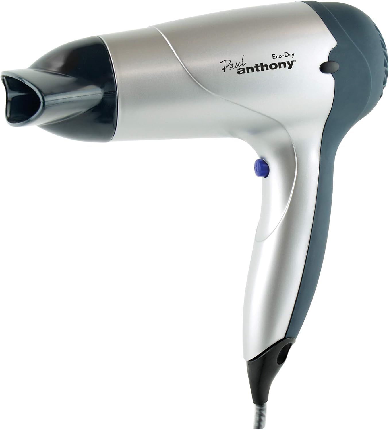 Paul Anthony Eco-Dry 1600w Hair Dryer / 3 Heat Settings / 3 Speed Settings/Concentrator Nozzle/Safety Cut-Off/DC Motor - Silver - H1316
