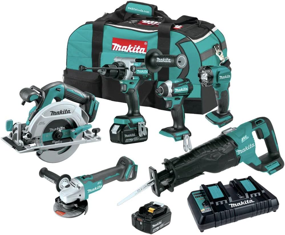 Makita XT616PT 18V LXT® Lithium-Ion Brushless Cordless 6-Pc. Combo Kit (5.0Ah)