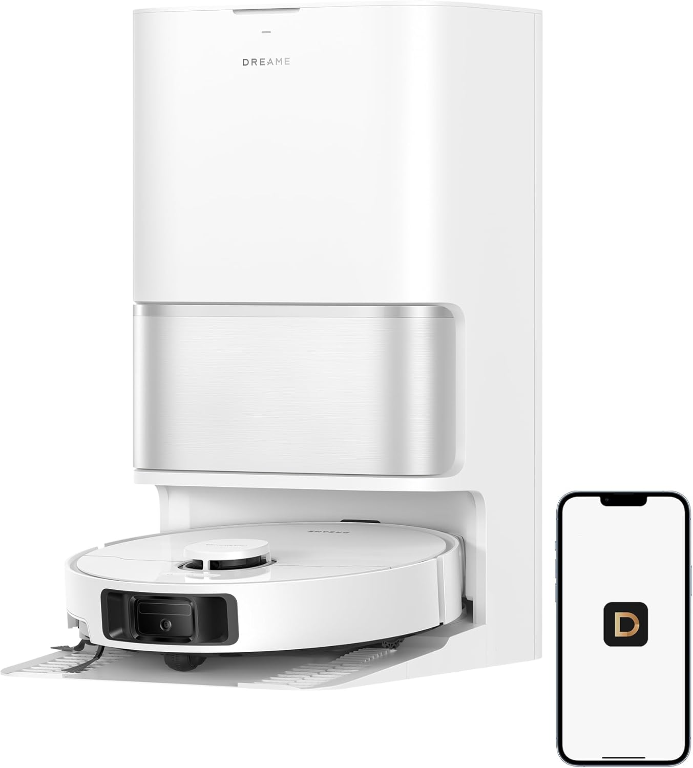 DREAME L40 Ultra Gen 2 Robot Vacuum and Mop with 25,000Pa Suction, Extendable Side Brush and Mop, All-in-One Self-Emptying & Cleaning Dock, Voice & App Control, White